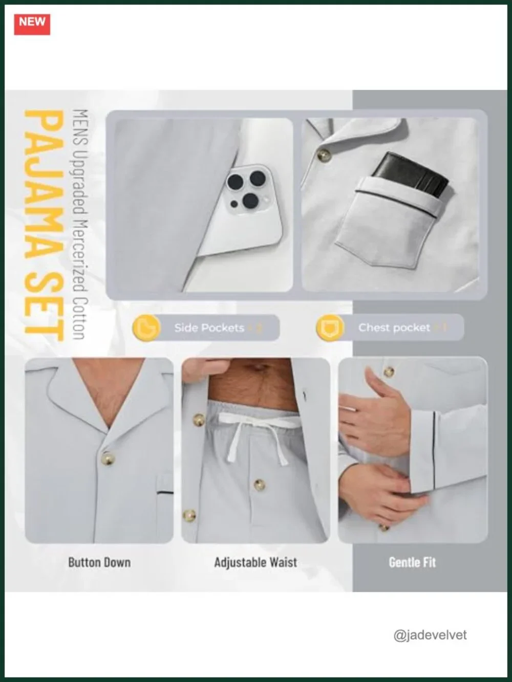 100% Cotton Long Sleeve Button Down Pajama Set with Pants